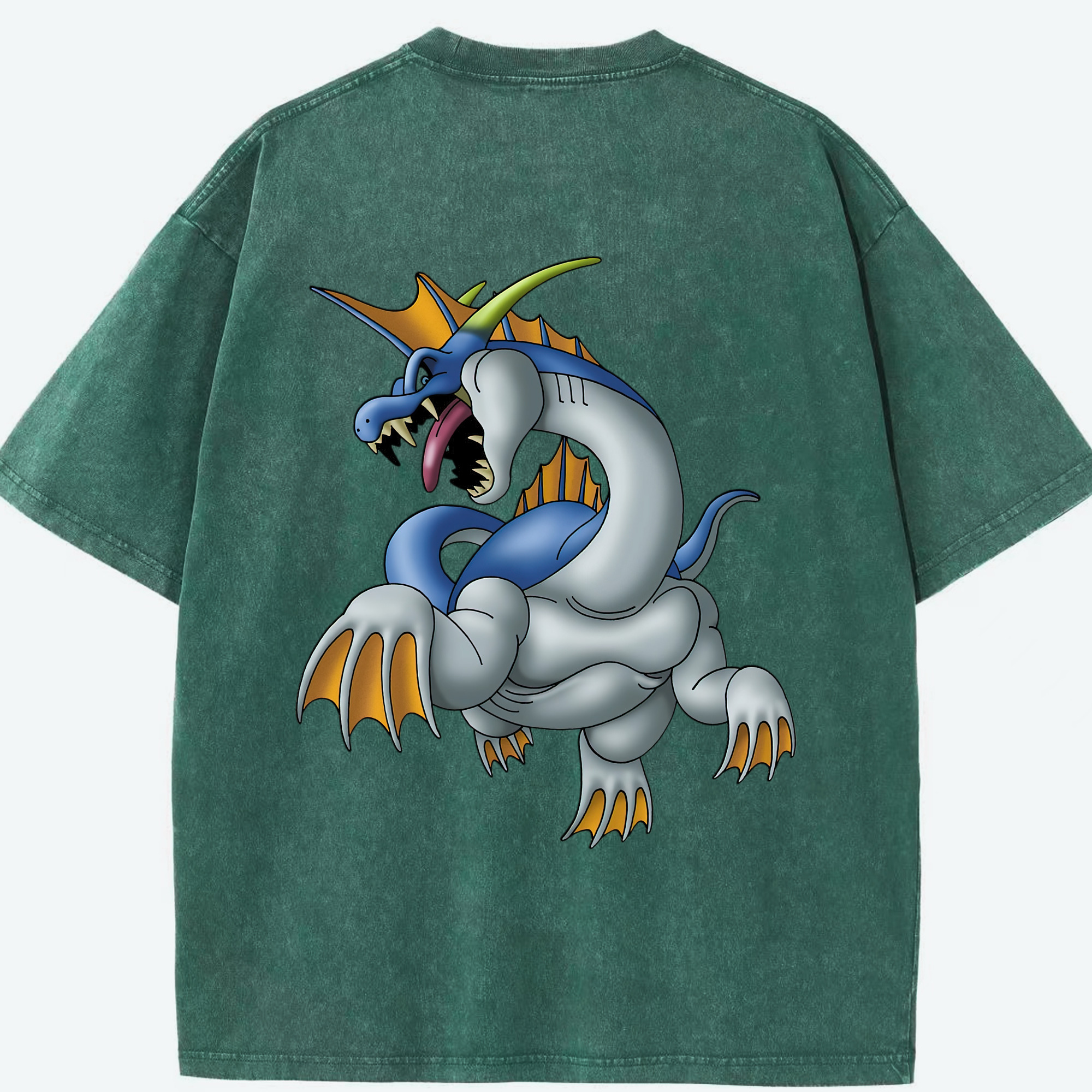 （画像用） ドラゴンクエスト Doragon Kuesuto Dragon Quest 綿100% ヴィンテージ風 半袖Tシャツ（背面プリント）